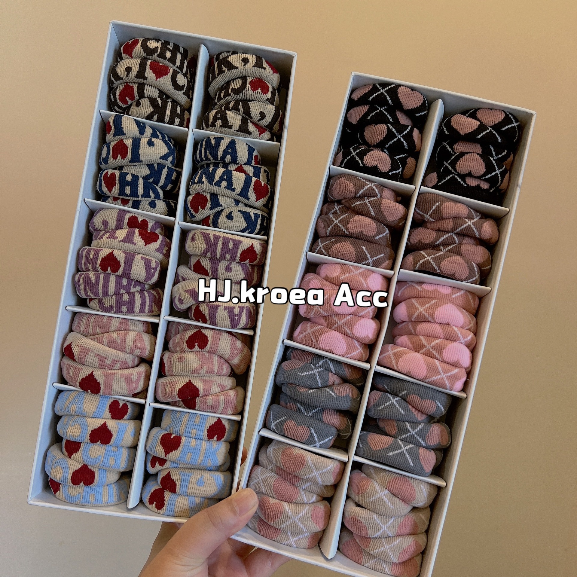 人氣百搭彩色愛心字母英文高品質無接縫彈力超好的發圈少女頭繩