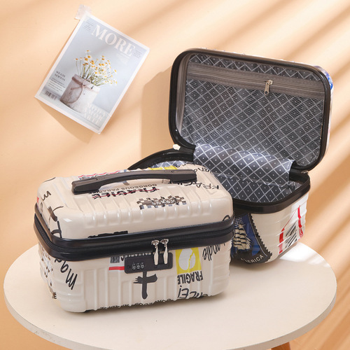 16-inch women's carry-on suitcase cosmetic bag large capacity lockable travel case lightweight waterproof toothbrush bag makeup and cosmetics storage box