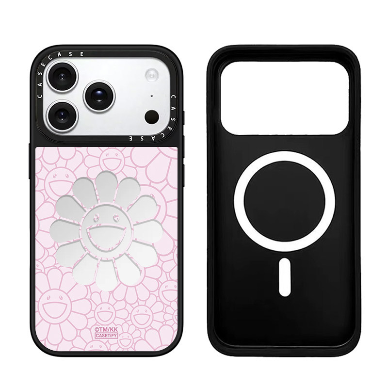 [murakami takashi pink flower hollow] authentic silver mirror magnetic magsafe