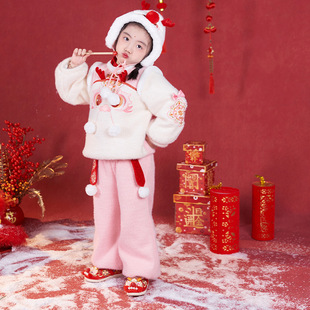 Winter New Style Children's Hanfu Girl New Year Outfit Lolita Princess Dress Baby Set Chinese Style New Year Greeting Outfit Wholesale