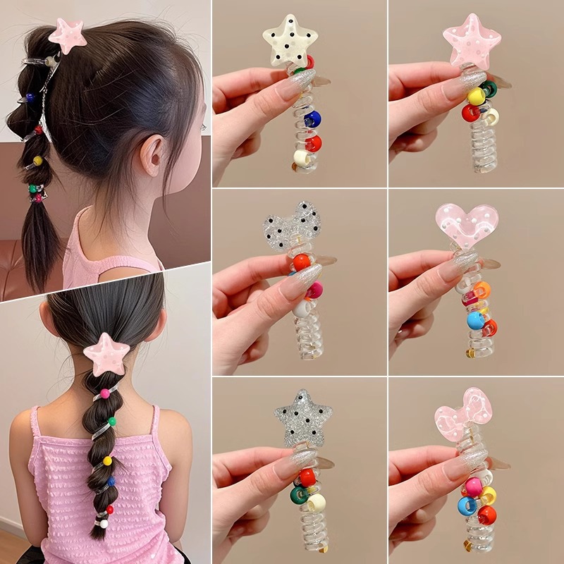 El cable telefónico de cinco puntas de estrella de alta burbuja trenzada de cabello de cola de caballo cuerda de cabello trenzada de correa de correa dulce punto de onda tocado