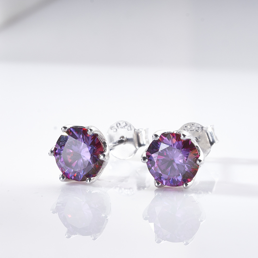 Transfronterizo S925 plata 1 quilate D color moissanita azul verde blanco moissanita clásica orejas de seis garras