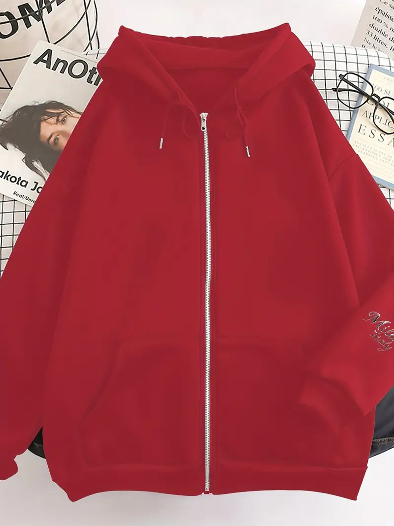 Women's Hooded Oversized Sweatshirt Jacket Print Design European American Style Fashion Fall Winter New Arrivals_ecoleips.com