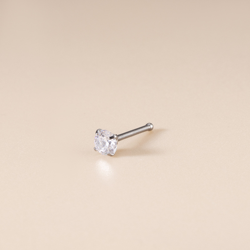 Wholesale Simple Style Solid Color Titanium Zircon Nose Studs display picture 2