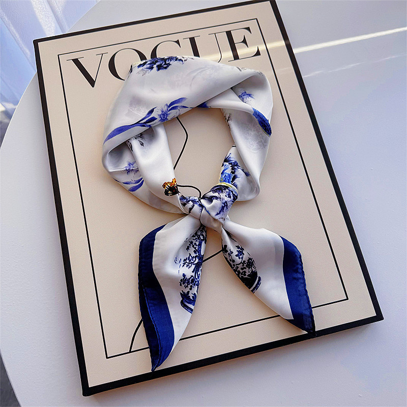 Bufandas de seda para mujeres primavera y otoño bufandas de moda para mujeres bufandas de cuello para maestros y empleados regalos de impresión de lujo ligero