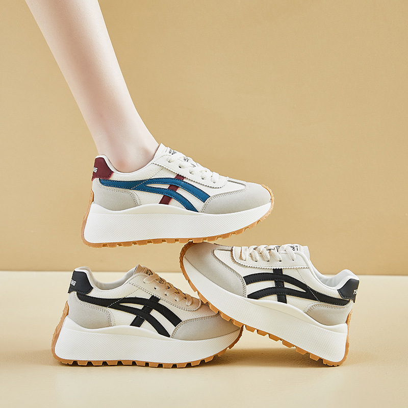 Zapatillas Casuales Chunky para Mujer de PU y Caucho con Aumento de Estatura para Día a Día