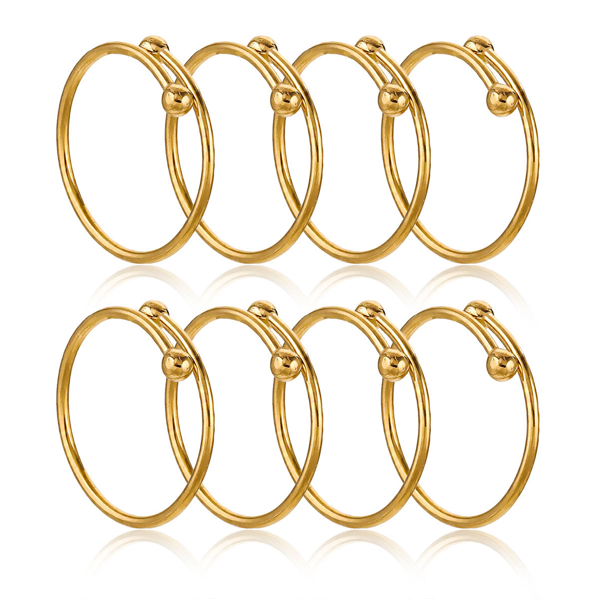 Acero inoxidable chapado 18k oro doble cuentas de oro anillo de abertura cruzada inswind simple anillo de moda DIY simple