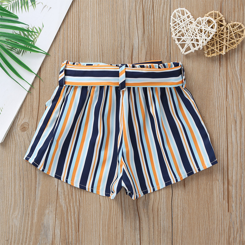 Cross-border New Arrival Children Shorts Korean Style Girls' Striped Bottoms Casual Pants Summer Spot Children's Clothing display picture 2