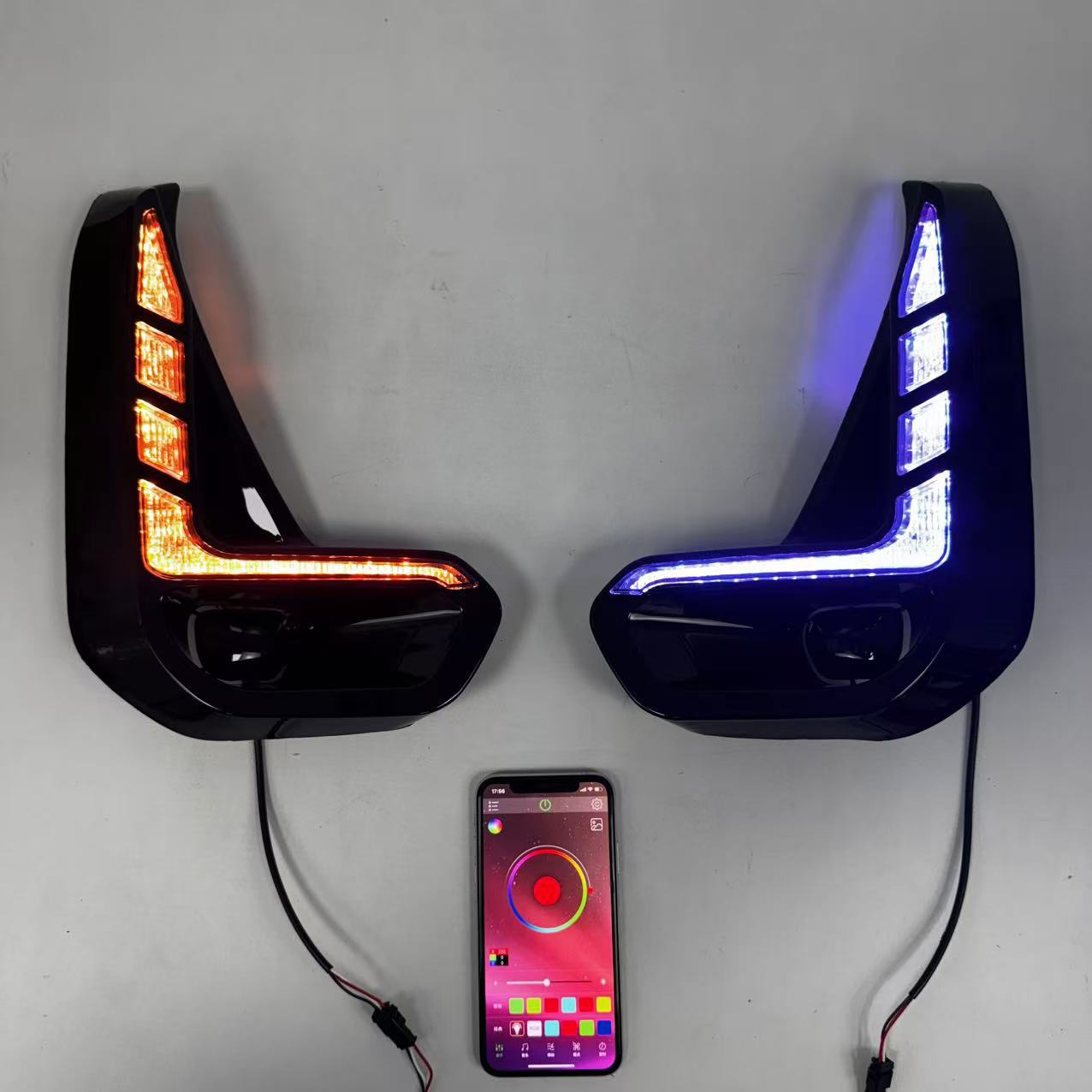 Suitable for Toyota 20 Hilux Low-Profile Fog Lamp Modified Front Led Daytime Running Light Rgb Mobile Phone Control Version