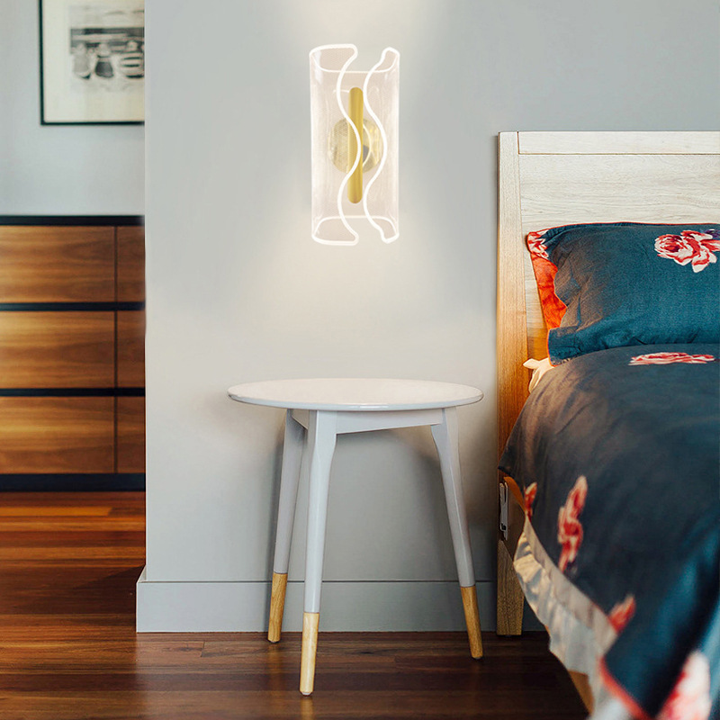 Luz de cabecera de dormitorio transfronteriza LED lámpara de pared de fondo TV lámpara de pared escandinava creativa columna pasillo lujoso luz de pasillo