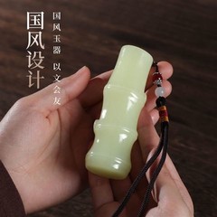 玉石手把件竹子节节高升随身文玩创意桌面摆件送男士把玩饰品礼物