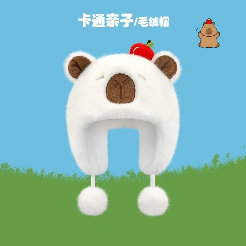 卡通儿童帽子围巾一体围脖保暖男女童毛绒帽秋冬季加绒宝宝护耳帽|undefined