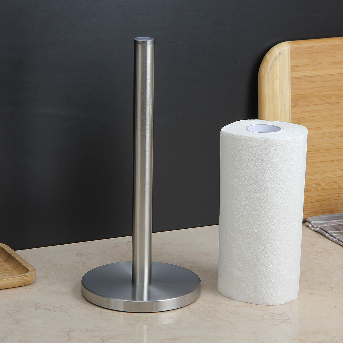 Ou runzhe cocina vertical de acero inoxidable titular de papel de escritorio rollo de metal titular de papel de plástico sin perforar estante de almacenamiento