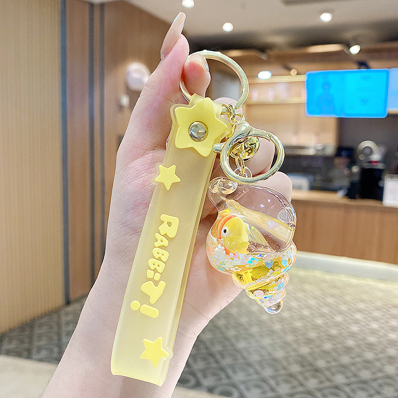 Flotante pequeño llavero de peces de colores para hombres y mujeres exquisito lindo botella a la deriva llave del coche colgante mochila colgante pequeño regalo