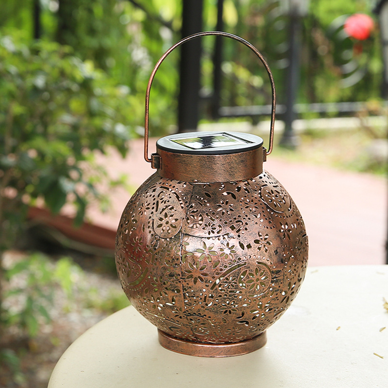 Solar-Powered Lantern Outdoor Hanging Decorative Light Garden Courtyard Porch Led Light Smart Spherical Iron Art Lamp Solar-Powered Lantern Outdoor Hanging Decorative Light Garden Courtyard Porch Led Light Smart Spherical Iron Art Lamp
