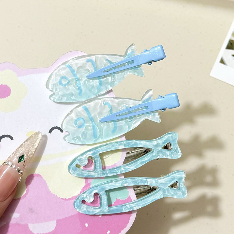 Blue Fish Hairpin Ins Girl Side Bangs Clip Sweet Versatile Duckbill Clip Hairpin Hair Accessory New Sweet
