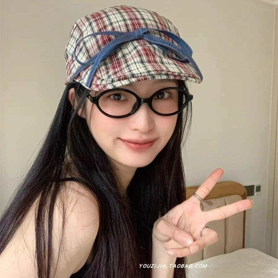 Brand cute summer thin retro beret with bow