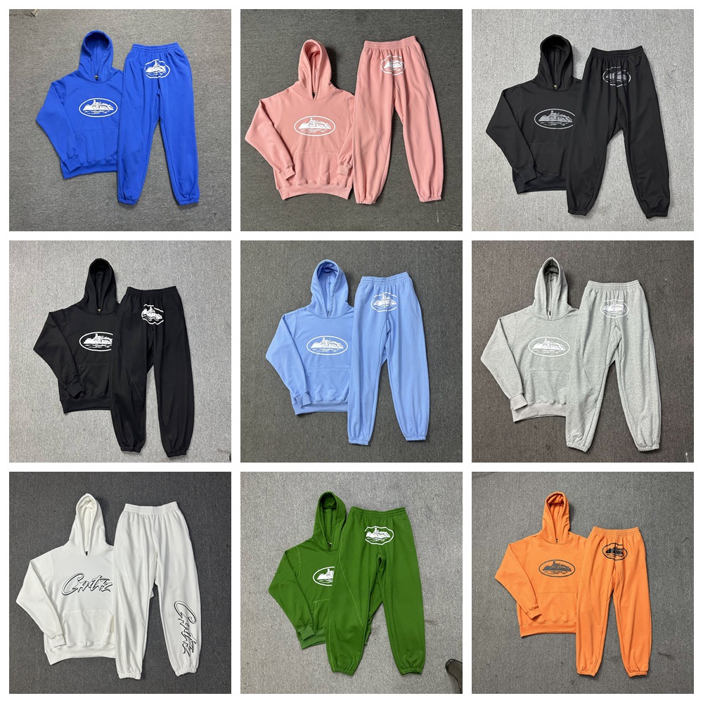 Versión alta de moda de terciopelo con chaqueta encapuchada, pantalones casuales, nuevos pantalones de otoño y invierno para hombres