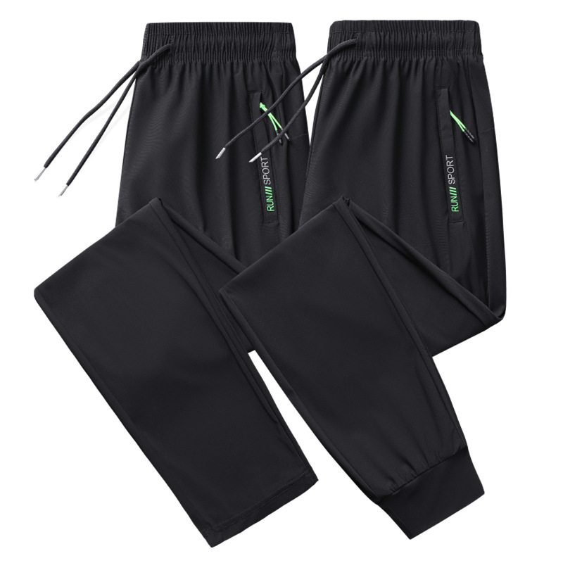 Ice Silk Pants Men's Summer New Casual Straight Large Size Pants Thin Air Conditioning Quick-drying Sports Pants Trendy