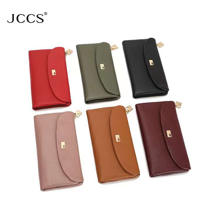 2024 New High-End First-Layer Cowhide Wallet for Women, Genuine Leather Solid Color Fashionable Card Holder Clutch Bag 2024 New High-End First-Layer Cowhide Wallet for Women, Genuine Leather Solid Color Fashionable Card Holder Clutch Bag