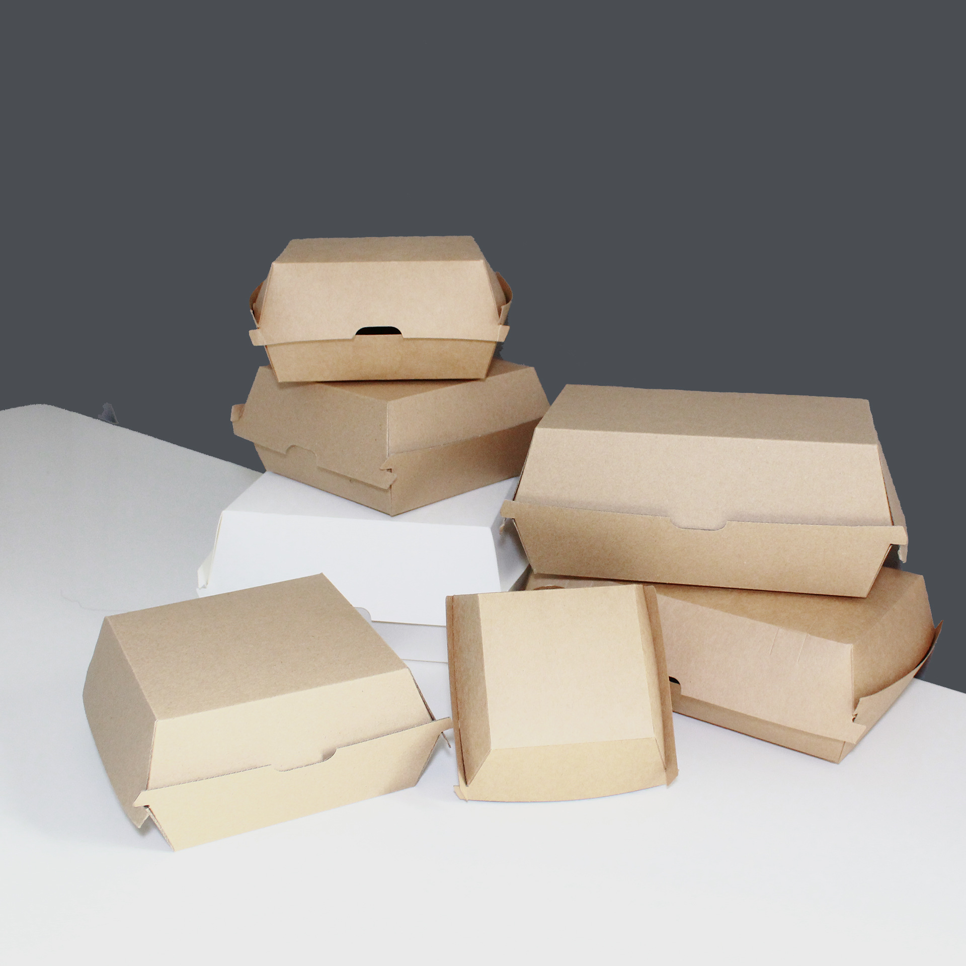 Caja de comida para llevar, caja para hamburguesas, caja para comidas, caja para papas fritas, caja de papel para alimentos de calidad alimentaria para pollo frito, caja para sushi, material ecológico