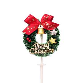 Christmas Wreath Cake Topper  Decoration圣诞草圈蛋糕装饰插牌