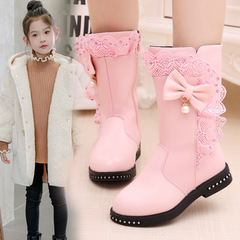 Children's Boots for Autumn/Winter 2024, Korean Version Princess Style Long Boots for Girls, Unisex Boots for Middle Children and Young Girls, Tall Boots