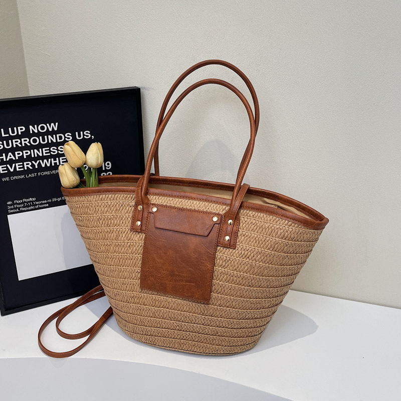 Vacation Style Straw Woven Bag For Women 2026 Summer New Fashion Woven Tote Bag Large Capacity Beach Bag - Thumbnail 7