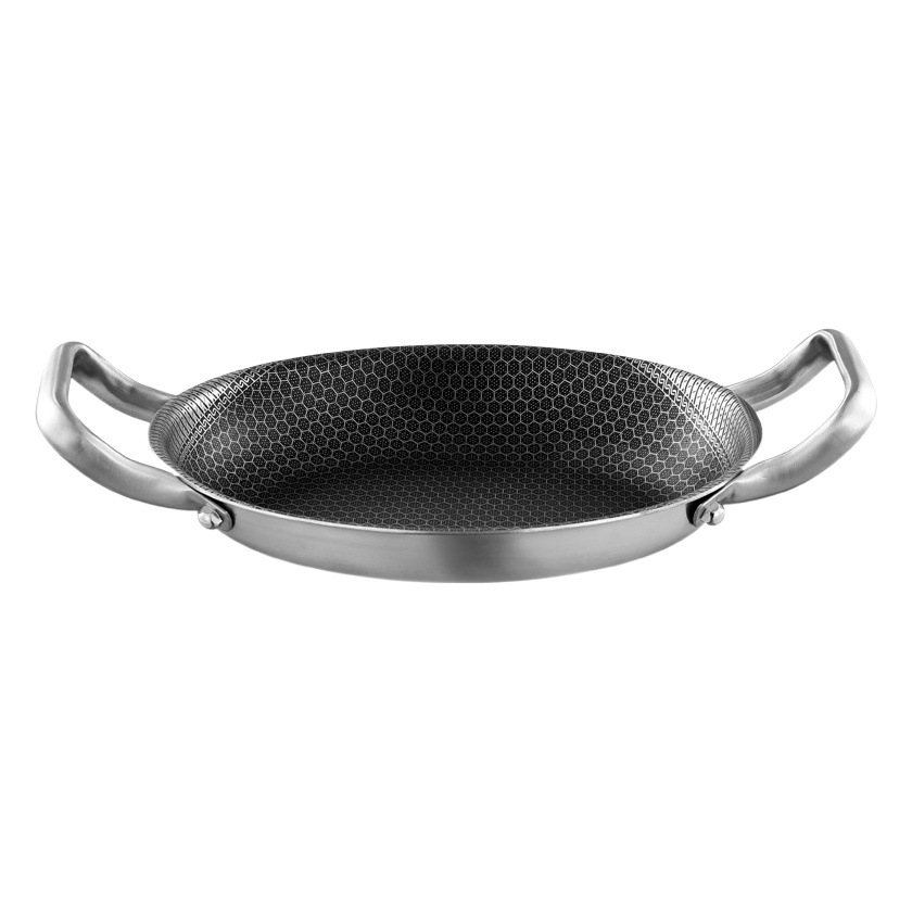 Plato para pescado antiadherente de acero inoxidable 304 con diseño de panal, plato para cocinar al vapor, plato ovalado, sartén para parrilla al aire libre, sartén para freír, para asar y freír sin humo
