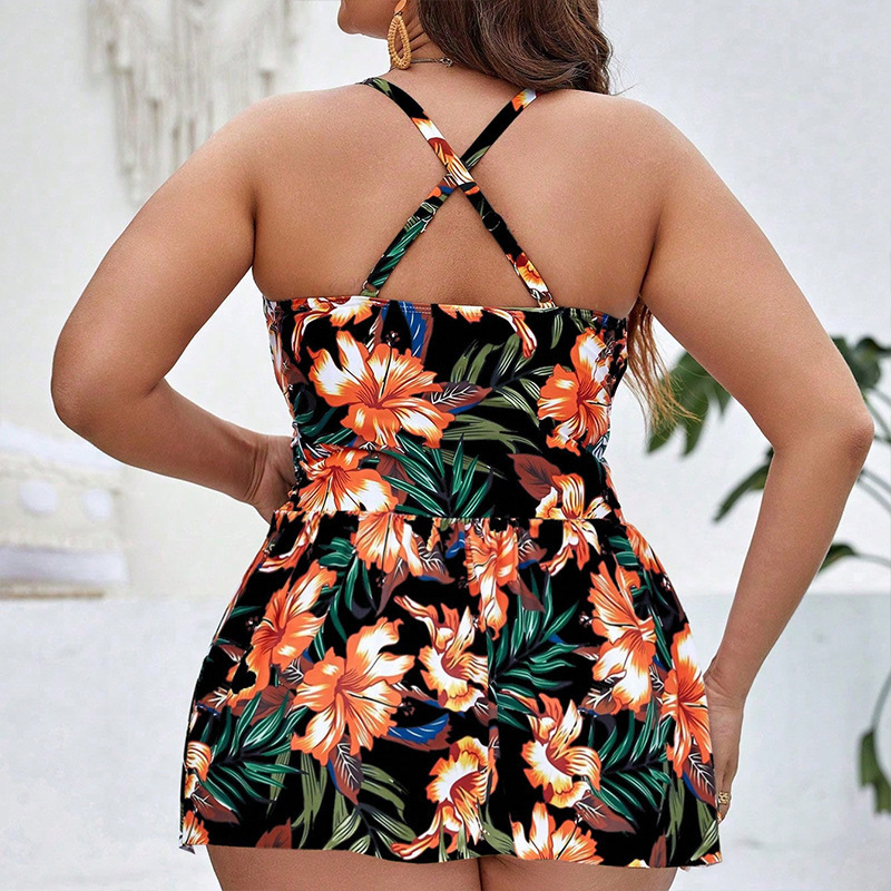 2 Pieces Set Quantity Women's Ditsy Floral 2 Pieces Set Plus Size Swimwear Swimwear