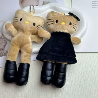 跨境可爱Kitty猫毛绒玩具三丽鸥黑皮长腿可爱猫咪公仔玩偶挂件