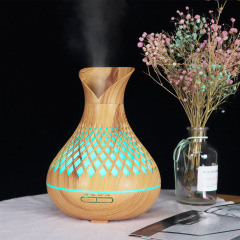Wood Grain Essential Oil Diffuser, New 500ml Grid Hollow Humidifier, Household Large Capacity Petal Diffuser
