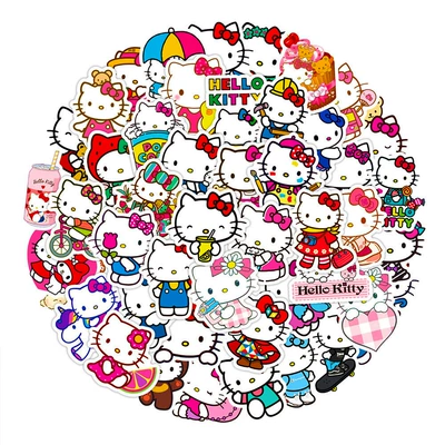 50 pieces hellokittyKT cat graffiti stickers scooter guitar water Cup trolley case PVC waterproof stickers (Body sticker)