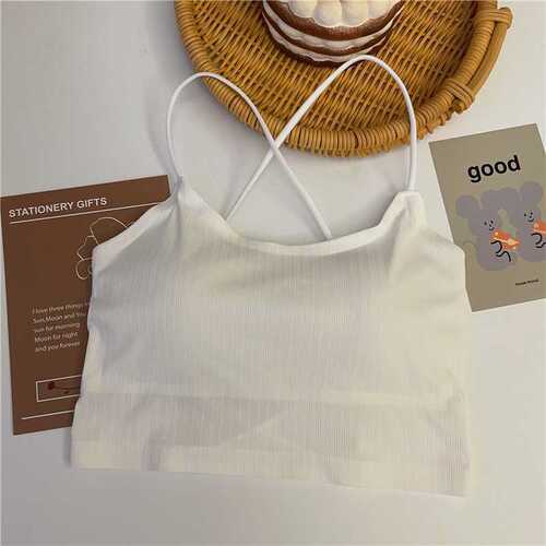 Summer New Ice Silk Cross Bodice Sexy Bodysuit Revealing Nipple Girl's Small Tank Top Large Backless Outerwear Inner Lace