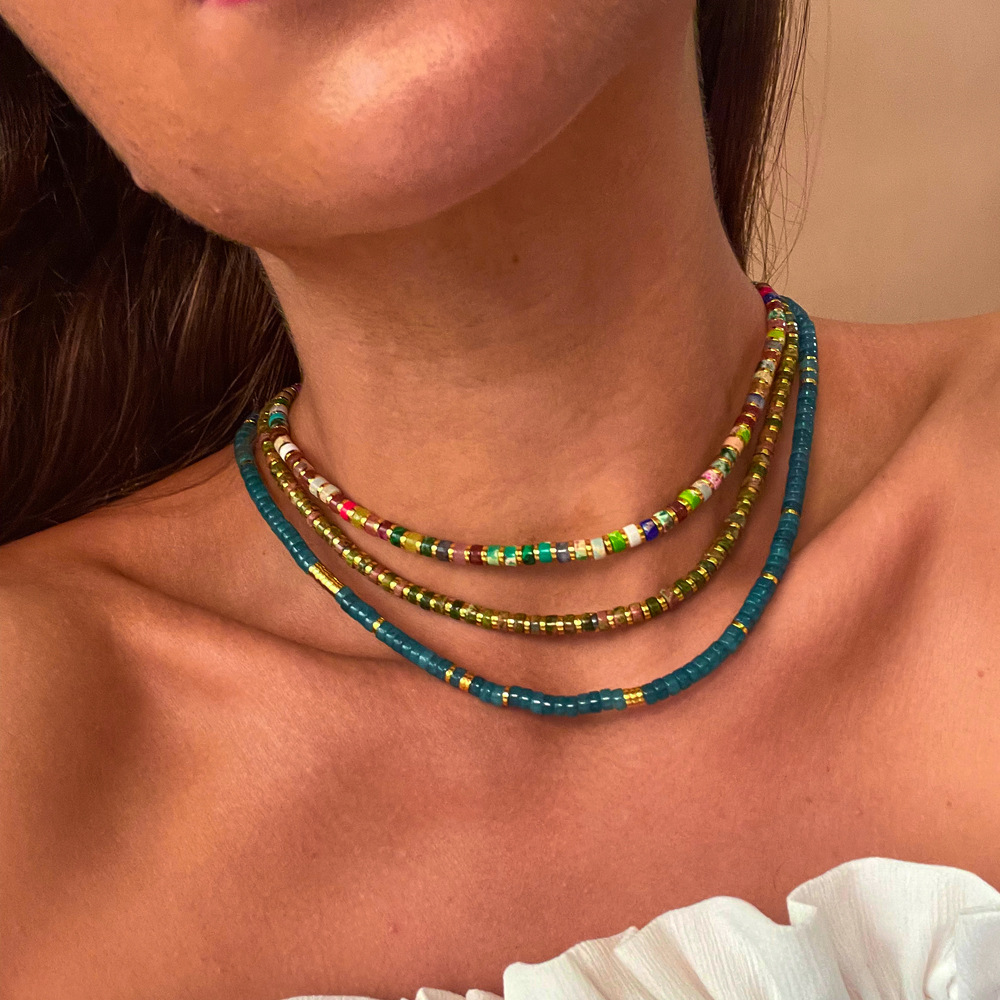 Bohemian Geometric glass Beaded Womenu0027S Necklace