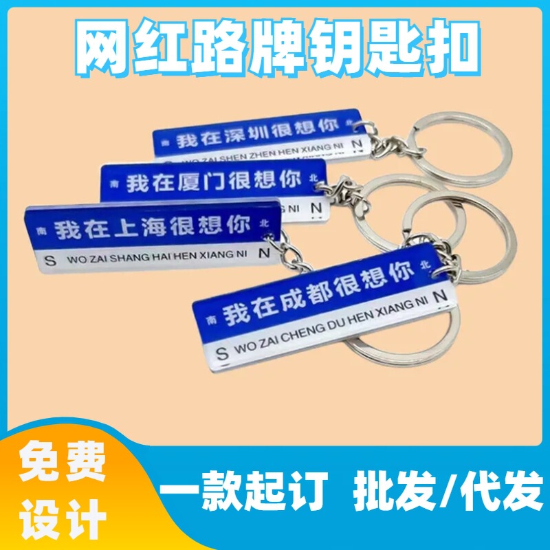 Shake the sound with the net red road sign I really want you to key chain custom student text pendant travel souvenir small gift