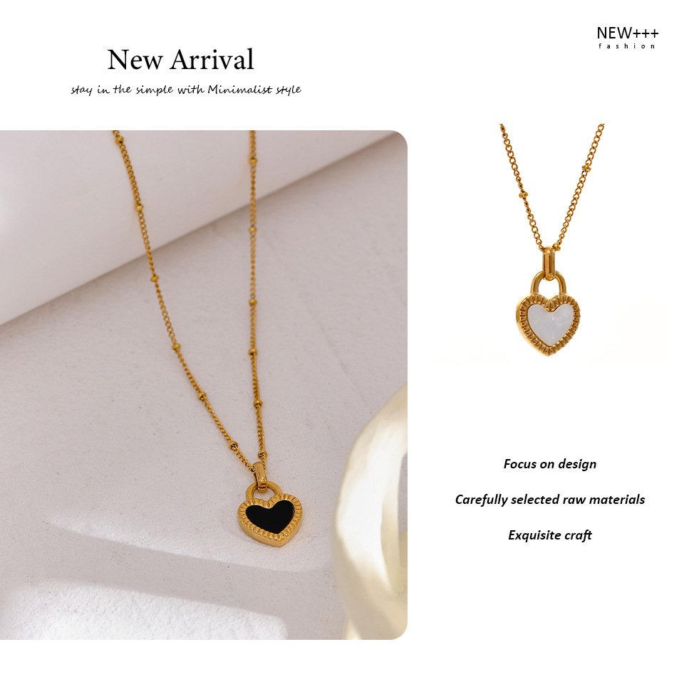 Simple Style Heart Shape Titanium Steel Plating Shell Pendant Necklace 1 Piece