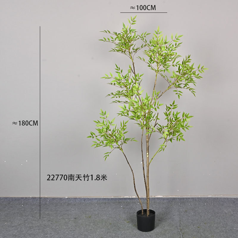 偽の緑の植物、模擬南天竹、屋内鉢植えのトップ10の功績、大型床置き装飾品、リビングルームの軽い豪華なバイオニック植物|undefined