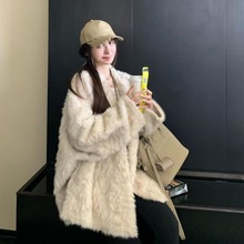 冬季2025新款毛绒皮草环保水貂皮毛外套一体长款慵懒毛毛大衣氨纶