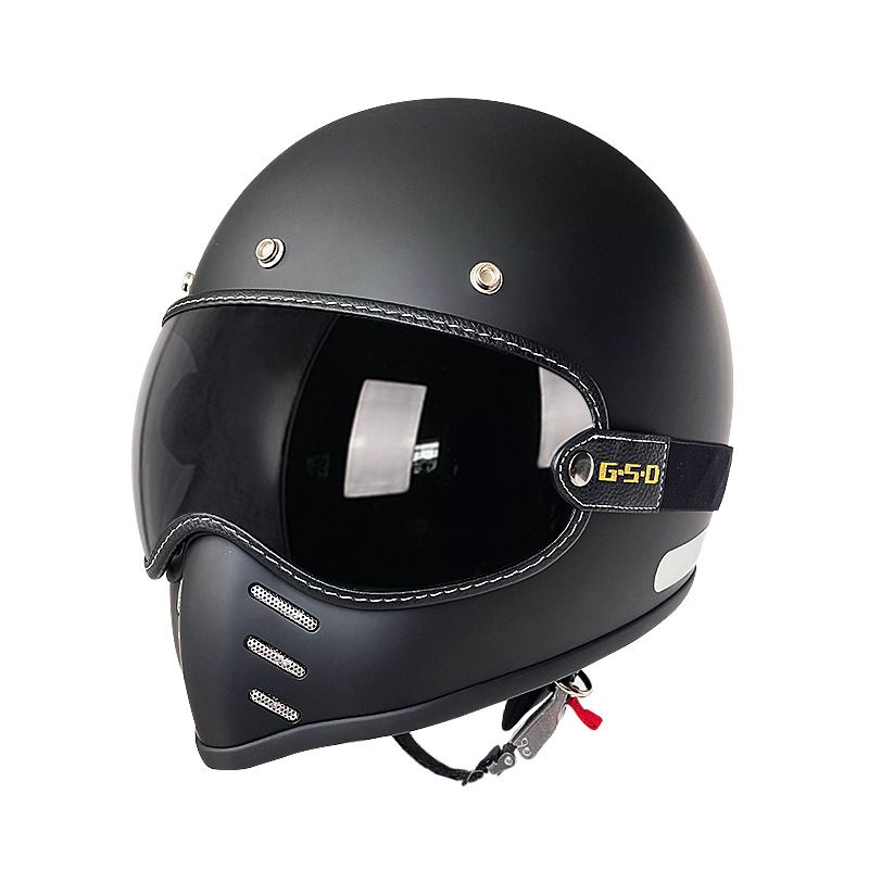 Motosiklet kaskı (dəbilqə) — Motuoche Winter Safety Helmet - matte-black-dark-tea-visor-m55-56