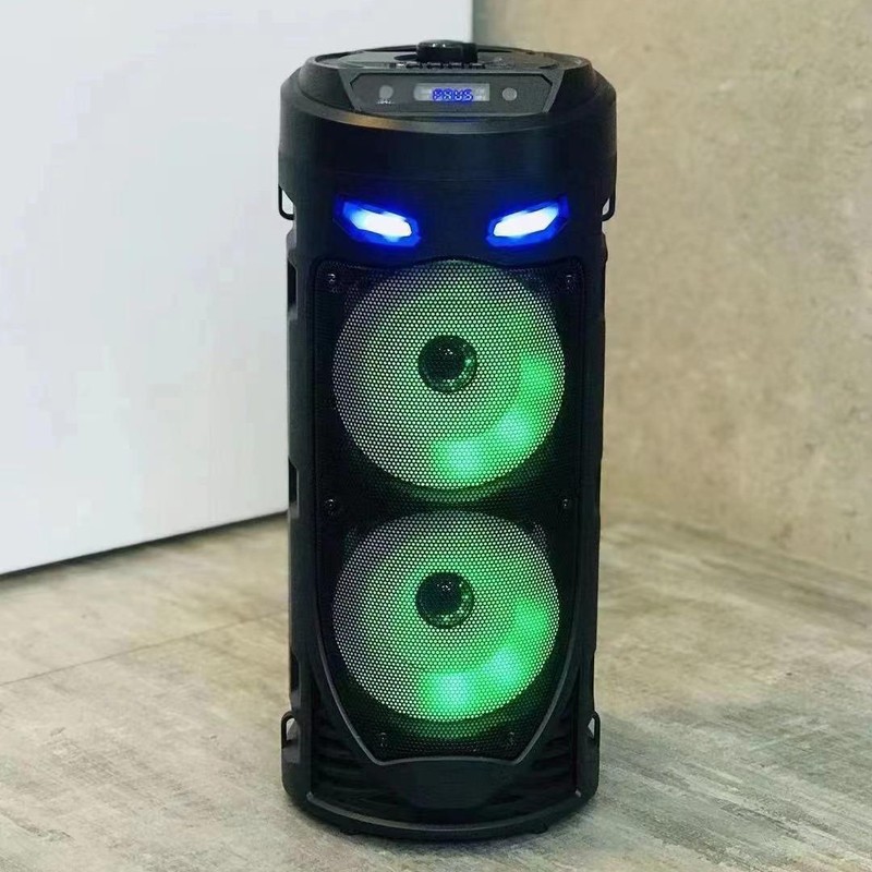 原厂凑销量重低音立体声双4寸蓝牙音响带麦克风幻彩灯背带音箱|undefined