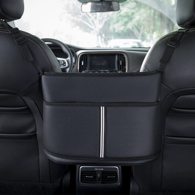 Car Armrest Box Storage Rack Car Seat Storage Net Pocket Car Water Cup Drink Holder Car Supplies (Car storage bag/box) - h310-seat-room-classic-litchi-pattern-b-black