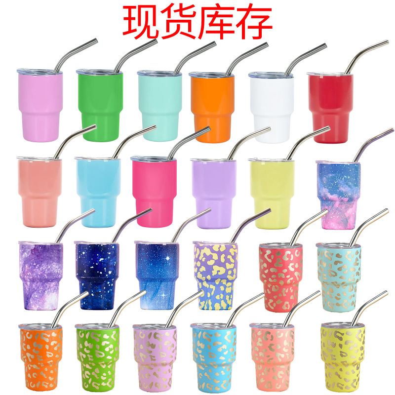 Cross-border 3oz stainless steel mini spirits cup portable car cup sublimation vacuum straw coffee cup