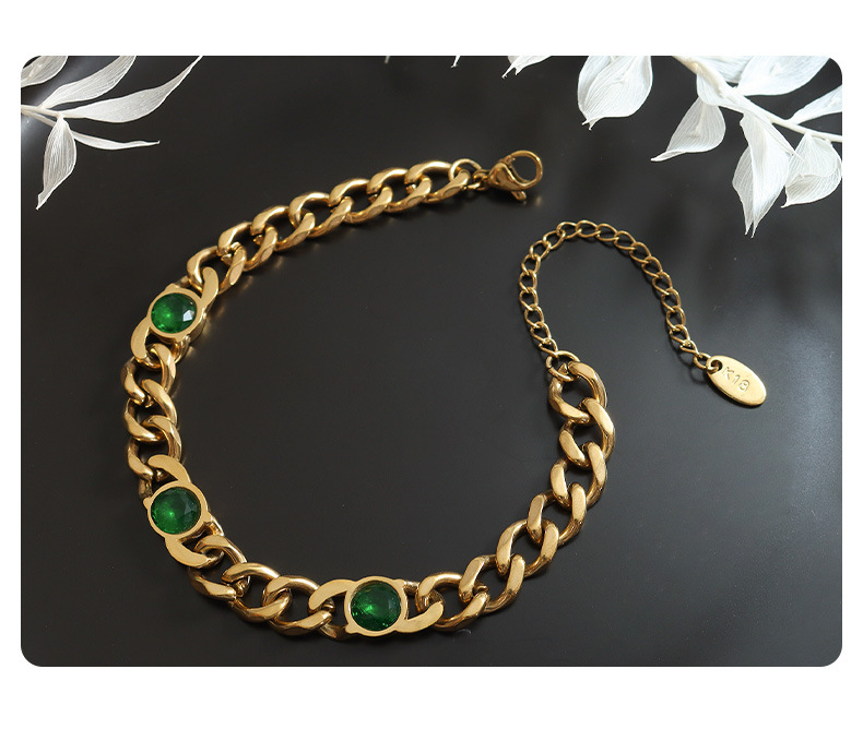 Fashion Round Titanium Steel Plating Inlay Zircon Womenu0027S Bracelets Necklace 1 Piece