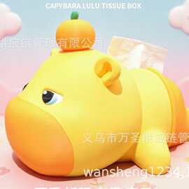 水豚噜噜抽纸盒 3D 打印可爱萌趣桌面公仔装饰潮玩手办跨境26826