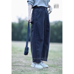 琪镌绘制超有调性明线设计宽松显瘦休闲裤弯月裤女2025秋季新款
