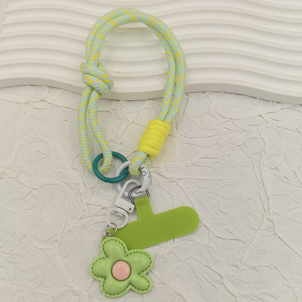 Tendencia color de contraste flor cordón de teléfono móvil colgante de carcasa de teléfono móvil cuerda tejida a mano cuerda de muñeca fuerte y duradera cadena corta para teléfono móvil