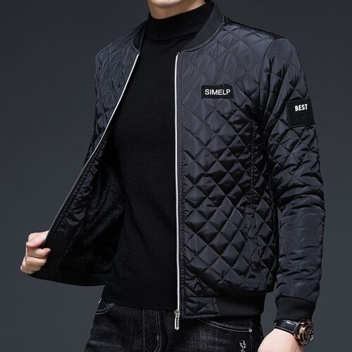 Autumn/Winter Cotton Jacket Korean Style Blue New Thin Short Baseball Coat Fashion Jacket Lightweight Outerwear