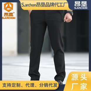 Angken Autumn and Winter Ix10 Fleece-Lined Tactical Pants Winter Casual Pants Men's Elastic Slim Business Pants Outdoor Cargo Pants