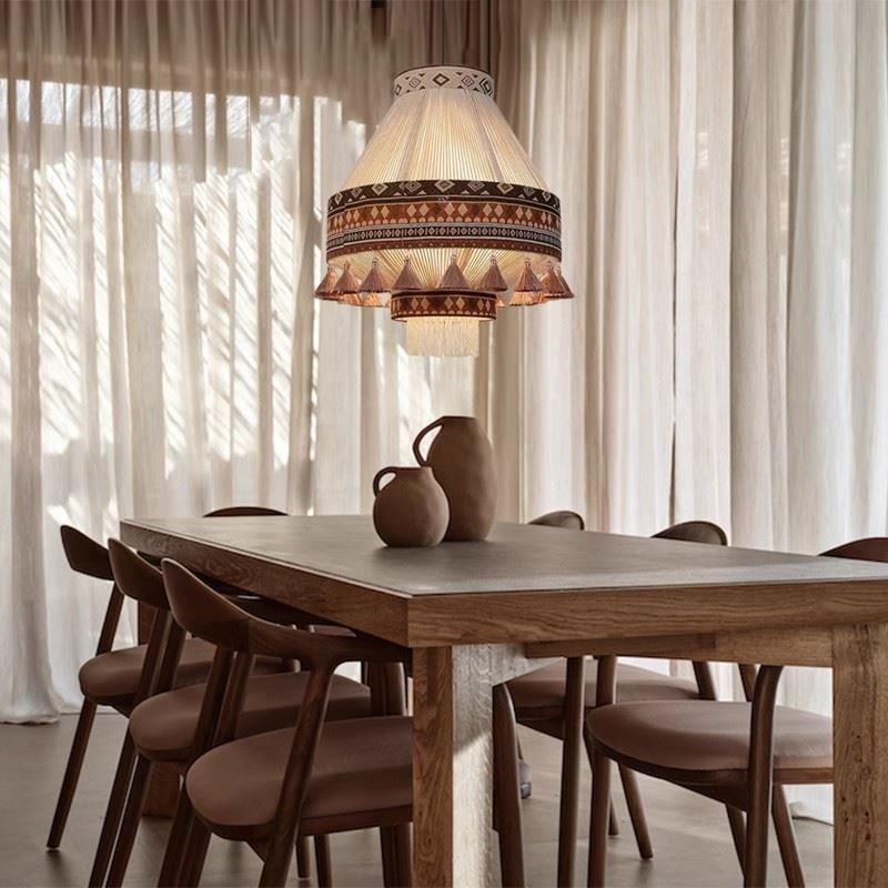 Bohemia retro trenzado lingerie individual creativa sala de estar dormitorio residencial comedor lámpara de viento silencioso